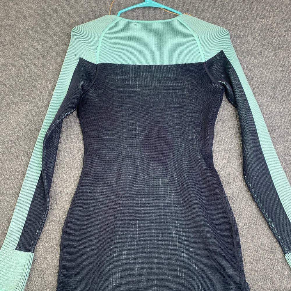 Alexander Wang Womens Knit Colorblock Bodycon Dress Navy Blue Mint Green Small - Picture 9 of 10